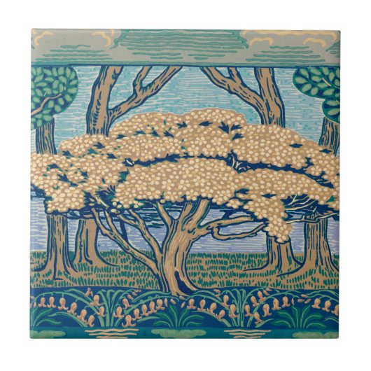 May Tree Frieze, ontworpen door Walter Crane 1896 Tegeltje (Voorkant)