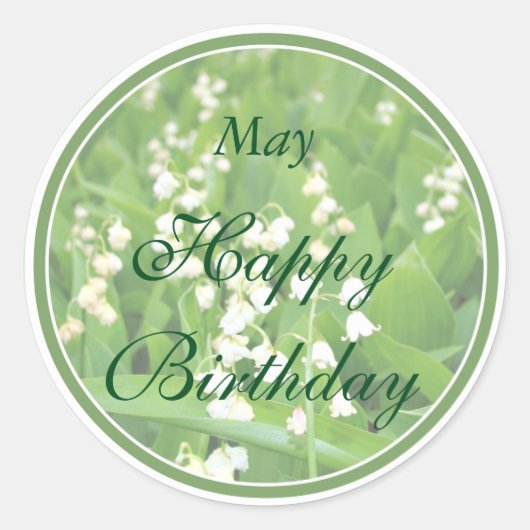 May White Lily of the Valley Verjaardag Ronde Sticker (Voorkant)