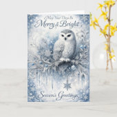 May Your Days Be Merry & Bright – Winter Owl Kaart (Gele Bloem)