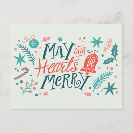 May Your Hearts be Merry Cute Christmas Briefkaart (Voorkant)