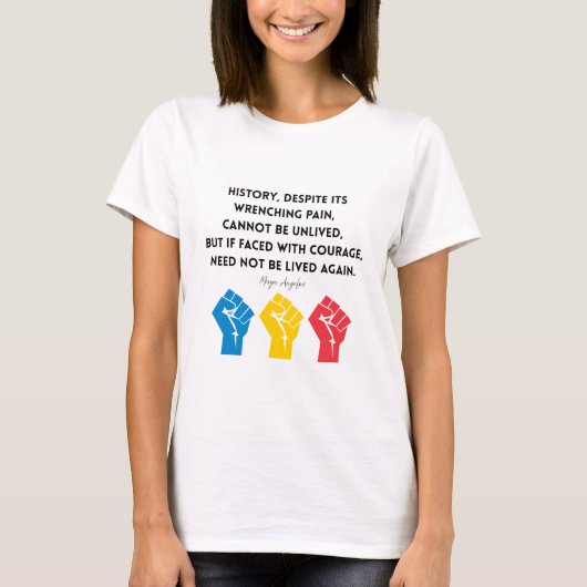 Maya Angelou citeert geschiedenis Moed DR Congo DR T-shirt (Voorkant)