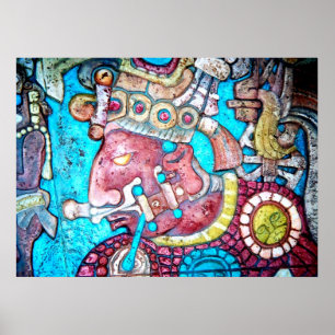 Maya Aztec Indian High Priest Mexican Art Poster
