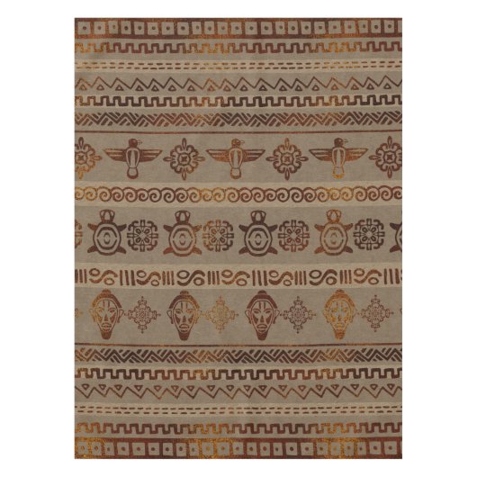 Maya / Aztec patroon Brand goud op canvas Tafelkleed (Voorkant)