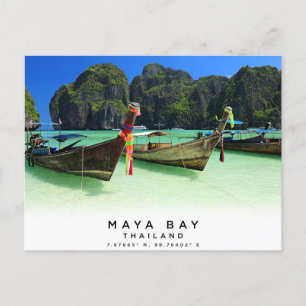 Maya Bay Thailand Coördineert Briefkaart