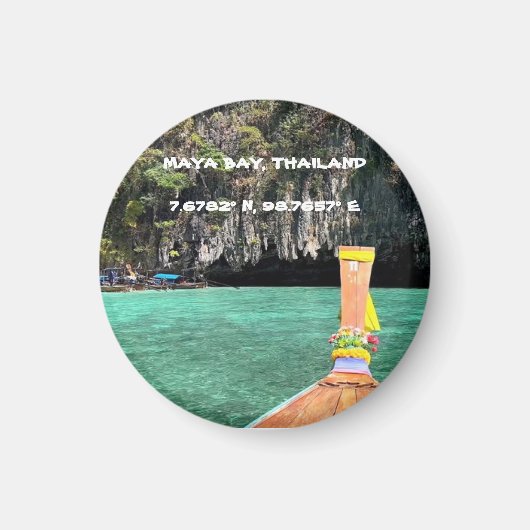 Maya Bay Thailand GPS Magnet (Voorkant)
