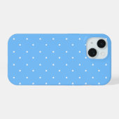 Maya Blauw en Wit Stippenpatroon iPhone 15 Case (Achterkant horizontaal)