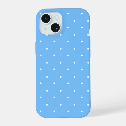 Maya Blauw en Wit Stippenpatroon iPhone 15 Case (Achterkant)