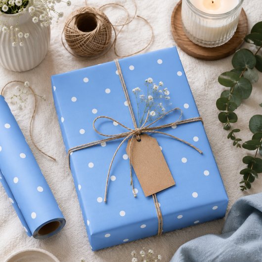 Maya Blauwe Stippen Cadeaupapier