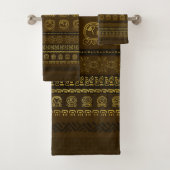 Maya Calendar Glyphs patroon Gold op Brown Bad Handdoek (Insitu)
