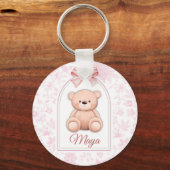 Maya | Custom Pink Teddy Bear Nursery Design Sleutelhanger (Voorkant)