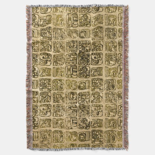 Maya- en aztec-glyphs goud op  textuur deken (Voorkant Verticaal)
