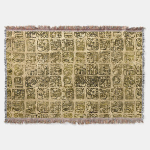 Maya- en aztec-glyphs goud op textuur deken