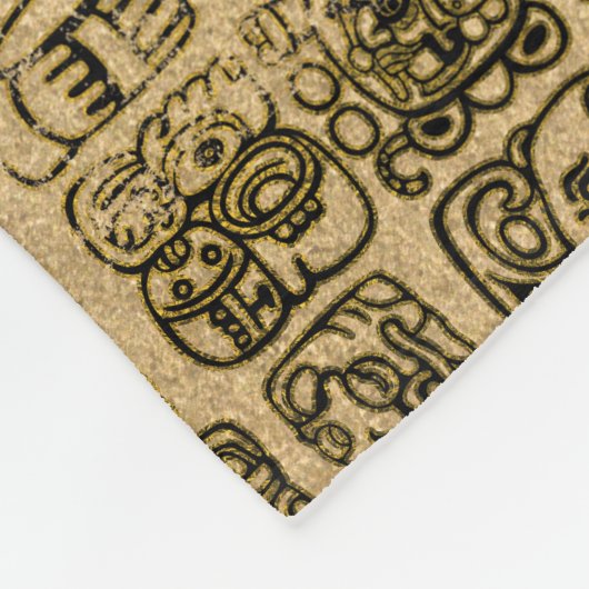 Maya- en aztec-glyphs goud op  textuur fleece deken (Hoek)