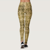 Maya- en aztec-glyphs goud op  textuur leggings (Achterkant)