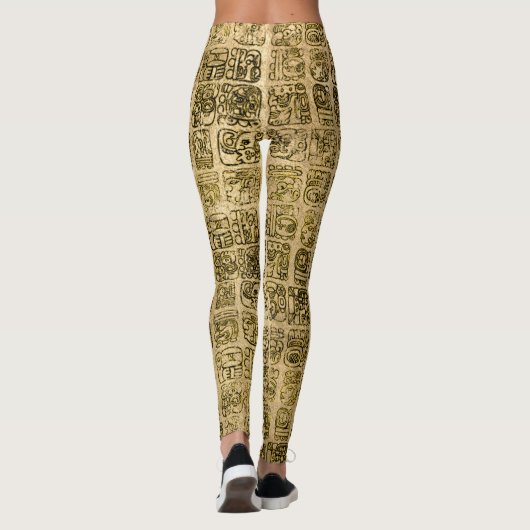 Maya- en aztec-glyphs goud op  textuur leggings (Achterkant)