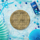 Maya- en aztec-glyphs goud op textuur papieren bordje (Feest)