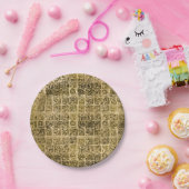 Maya- en aztec-glyphs goud op textuur papieren bordje (Feest)