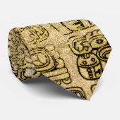 Maya- en aztec-glyphs goud op textuur stropdas (Opgerold)