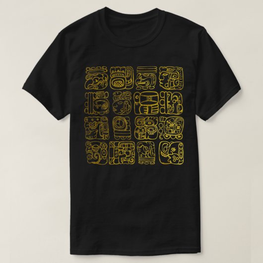 Maya- en aztec-glyphs goud op  textuur t-shirt (Design voorkant)