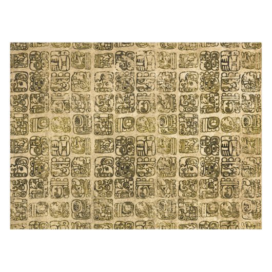 Maya- en aztec-glyphs goud op textuur tafelkleed (Voorkant (Horizontaal))