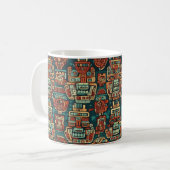 Maya-geïnspireerd geometrisch patroon koffiemok (Voorkant links)