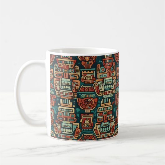 Maya-geïnspireerd geometrisch patroon koffiemok (Links)