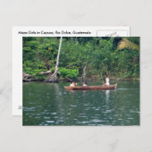 Maya Girls in Cayuco, Rio Dulce, Guatemala Briefkaart (Voorkant / Achterkant)