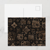 Maya glyphs en ornamenten patroon - goud op zwart briefkaart (Voorkant / Achterkant)
