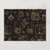 Maya glyphs en ornamenten patroon - goud op zwart briefkaart (Voorkant)