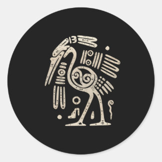 Maya Indiase Heron Kraan Oude Tribal Abstract B Ronde Sticker