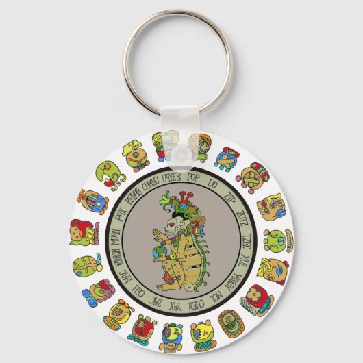 Maya-kalender Dood God Sleutelhanger (Voorkant)