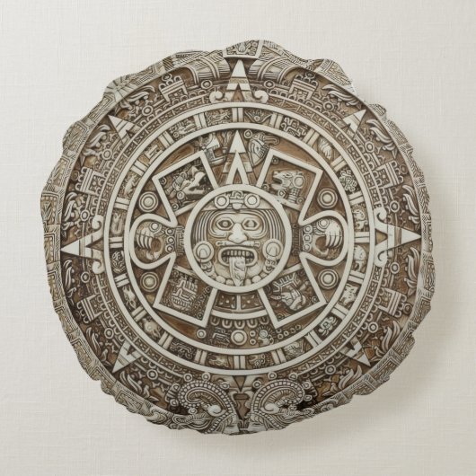 Maya Kalender Kussen. Rond Kussen (Achterkant)