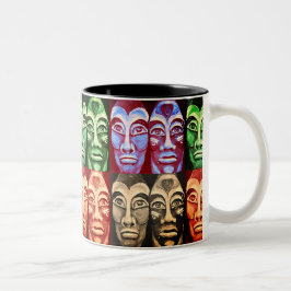 Maya krijgers - veelkleurige schilderij tweekleurige koffiemok