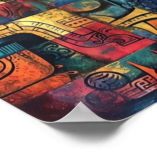 Maya Matrix: Geometrische echo's Poster (Hoek)