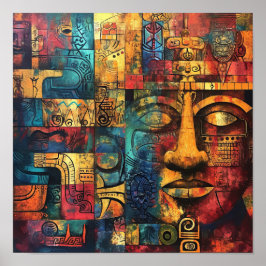 Maya Matrix: Geometrische echo's Poster