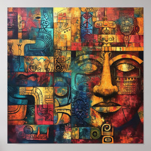 Maya Matrix: Geometrische echo's Poster