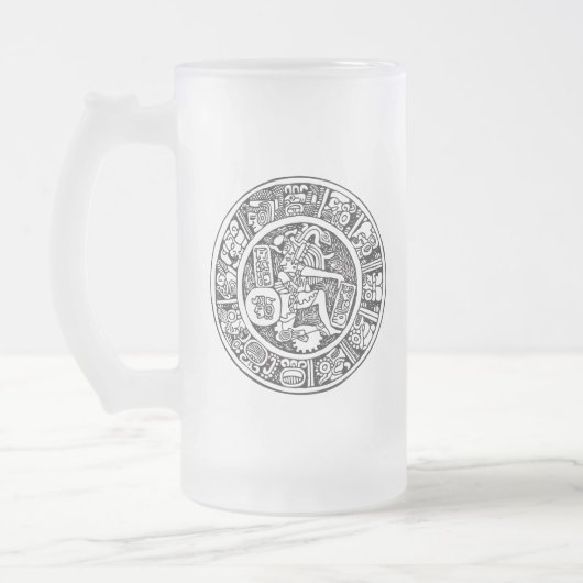 Maya, Mexicaanse hiërogliefen (Maya) Matglas Bierpul (Links)