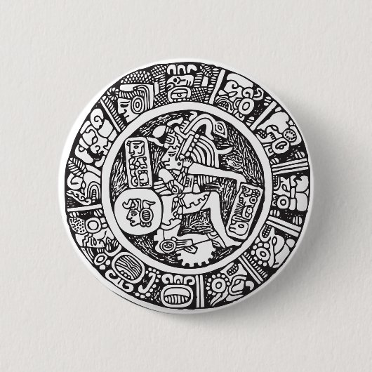 Maya, Mexicaanse hiërogliefen (Maya) Ronde Button 5,7 Cm (Voorkant)