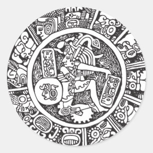 Maya, Mexicaanse hiërogliefen (Maya) Ronde Sticker