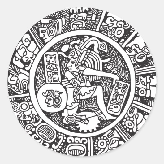 Maya, Mexicaanse hiërogliefen (Maya) Ronde Sticker (Voorkant)