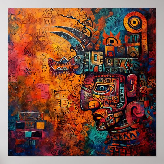 Maya-mozaïek: Een modern eerbetoon Poster (Voorkant)