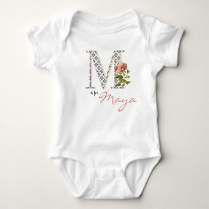 Maya Name onthult Floral Letter M Girl Flower Romper
