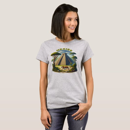 Maya piramide en jaguar Mexico T-shirt (Voorkant volledig)