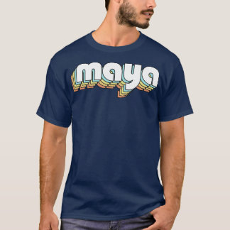 Maya Retro Rainbow Typografie Vervaagd Stijl T-shirt