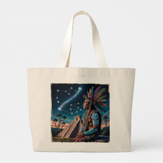 Maya Shaman Stargazer Oude Kalender & Glyphs Grote Tote Bag