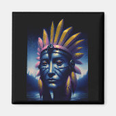 Maya-stamhoofd met heuvels op de achtergrond magneet (Voorkant)