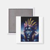 Maya-stamhoofd met heuvels op de achtergrond magneet (Voorkant / Achterkant)