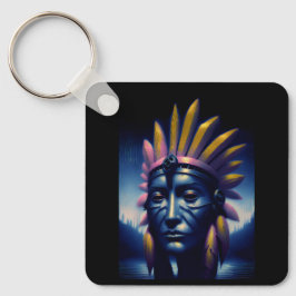 Maya-stamhoofd met heuvels op de achtergrond sleutelhanger