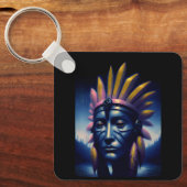 Maya-stamhoofd met heuvels op de achtergrond sleutelhanger (Voorkant)