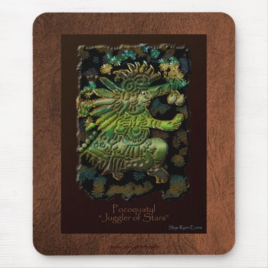Maya Star-jongleren God op Faux Leather Mousepad Muismat (Voorkant)